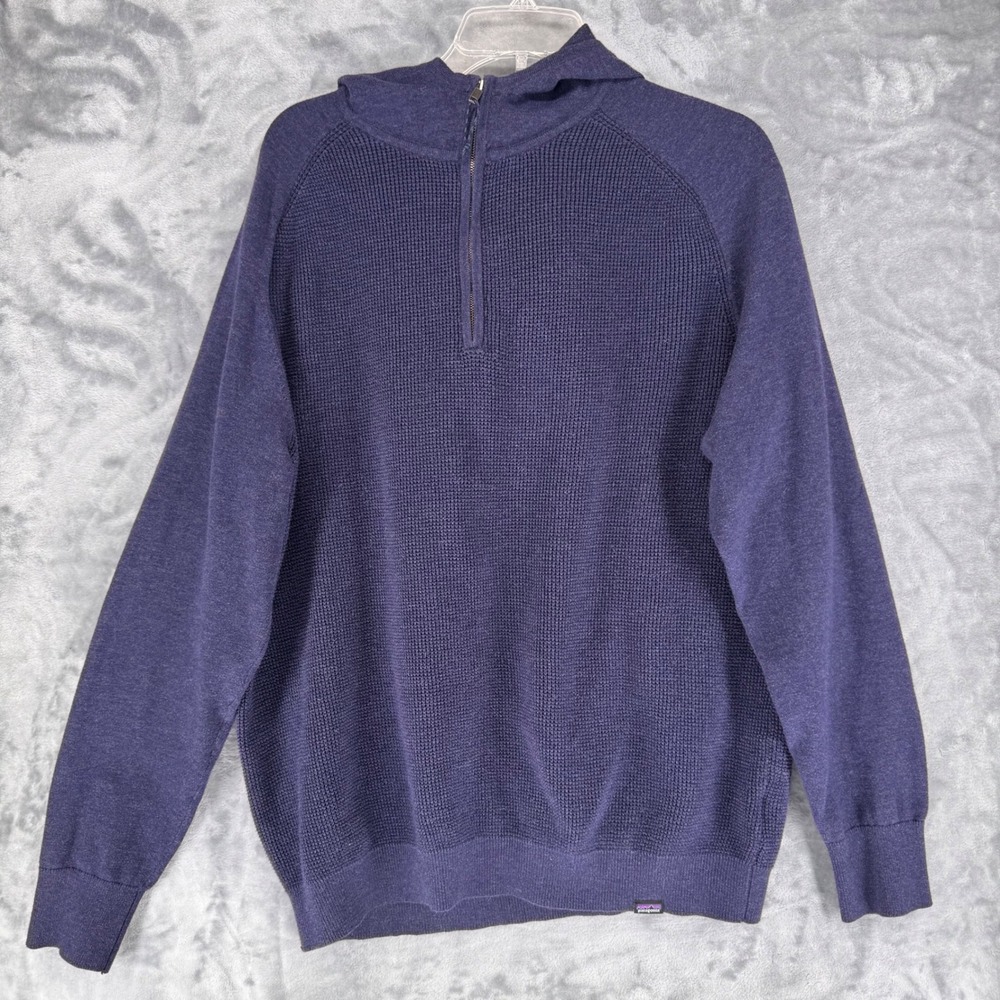 Patagonia Yewcrag Hoodie in purple with a 1/4 Sweater Knit‎ Cotton Blend Purple